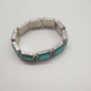 Elastic Aquamarine and Silver Bracelet